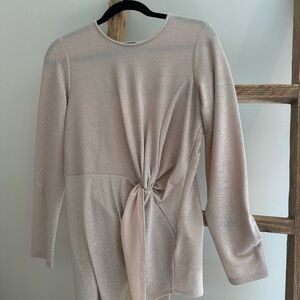 Karen Kane long sleeve pale pink shimmery shirt in size large